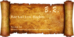 Bartalics Rados névjegykártya
